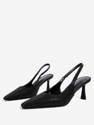 Black Party Cipők Női Strasszos Stiletto Heel Slingback Pumps