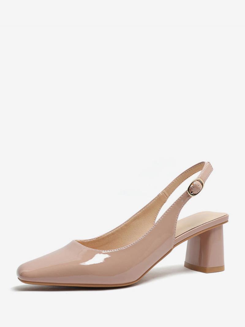 Női Block Heel Pumps Négyszögletes Orrú Slingback Heels - Sárga / Piros