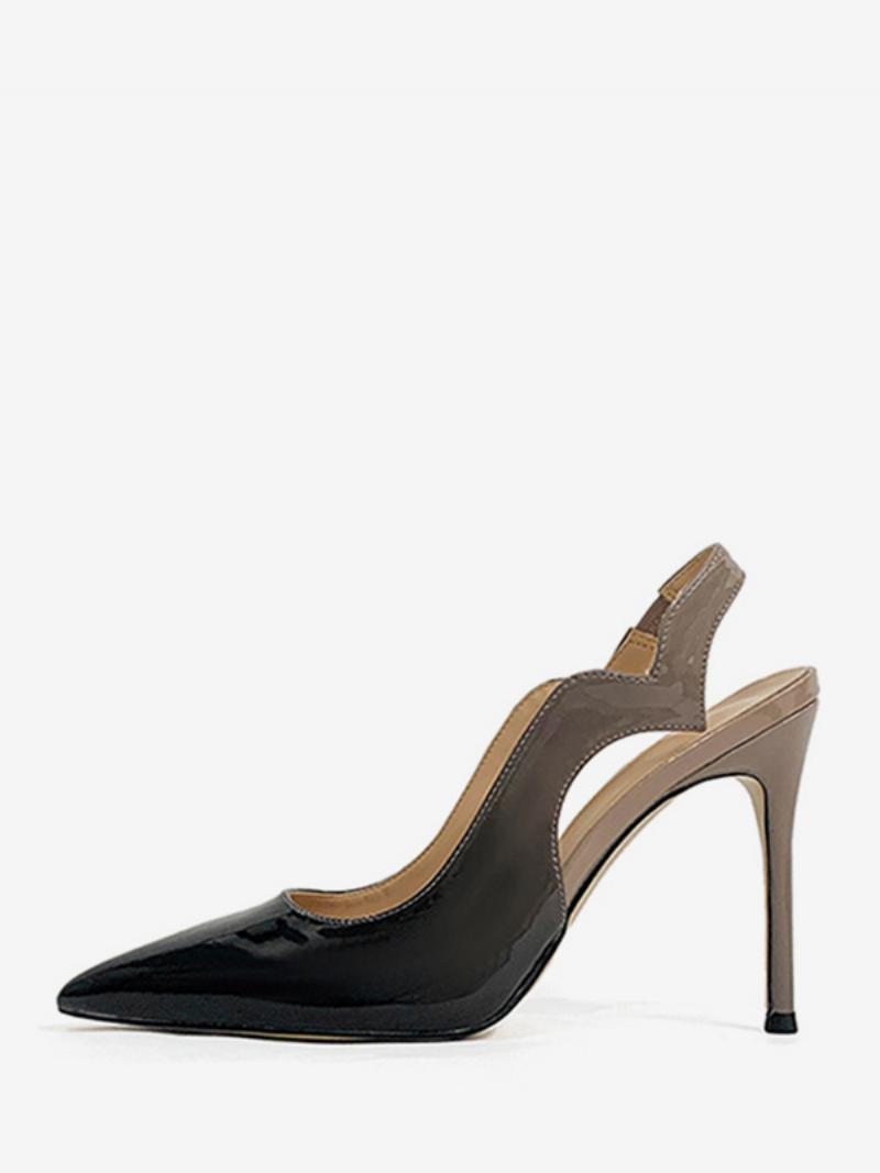 Női Magassarkú Nagy Méretű Hegyes Orrú Slingback Pumpák - Képként