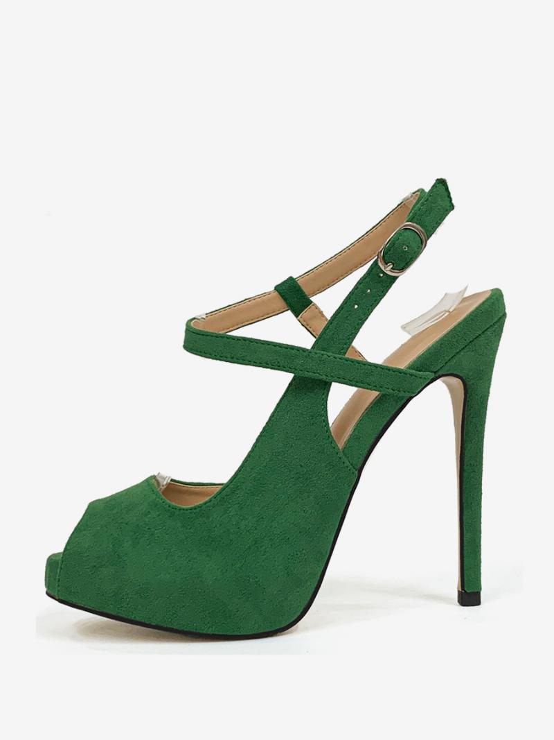 Női Magassarkú Peep Toe Stiletto Heel Slingback Szivattyúk - Zöld