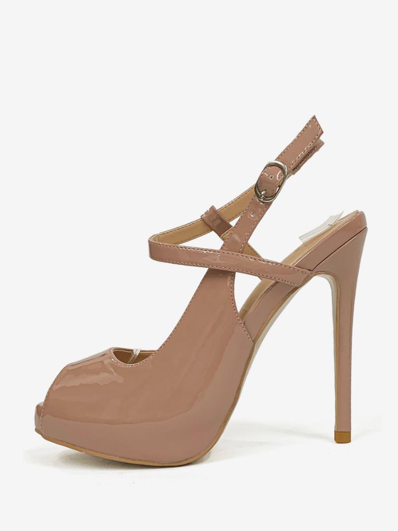 Női Magassarkú Peep Toe Stiletto Heel Slingback Szivattyúk - Teve