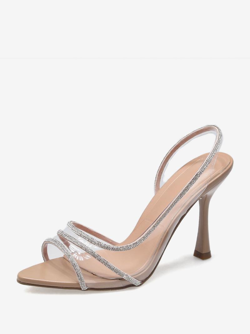 Női Magassarkú Strassz Nyitott Orrú Slingback Pumpák