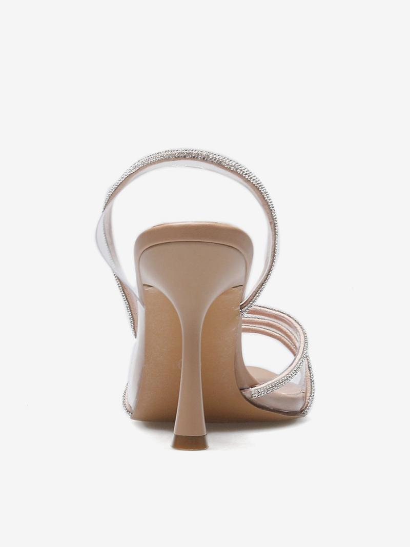 Női Magassarkú Strassz Nyitott Orrú Slingback Pumpák - Halványsárga