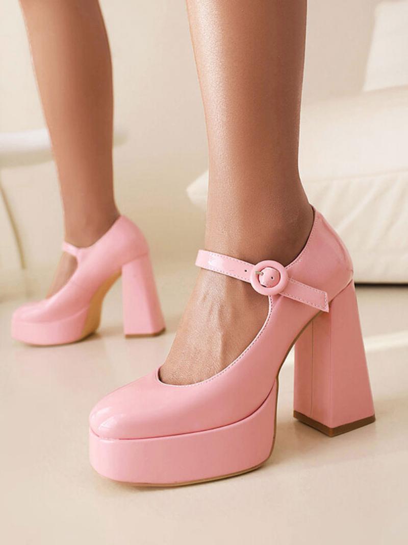 Női Magassarkú Vintage Cipő Platform Chunky Heel Mary Jane Pumps