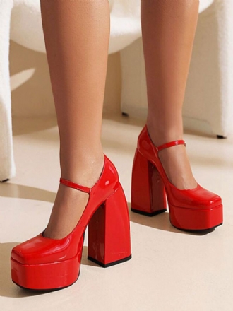 Női Platform Mary Jane Pumps Chunky Heel