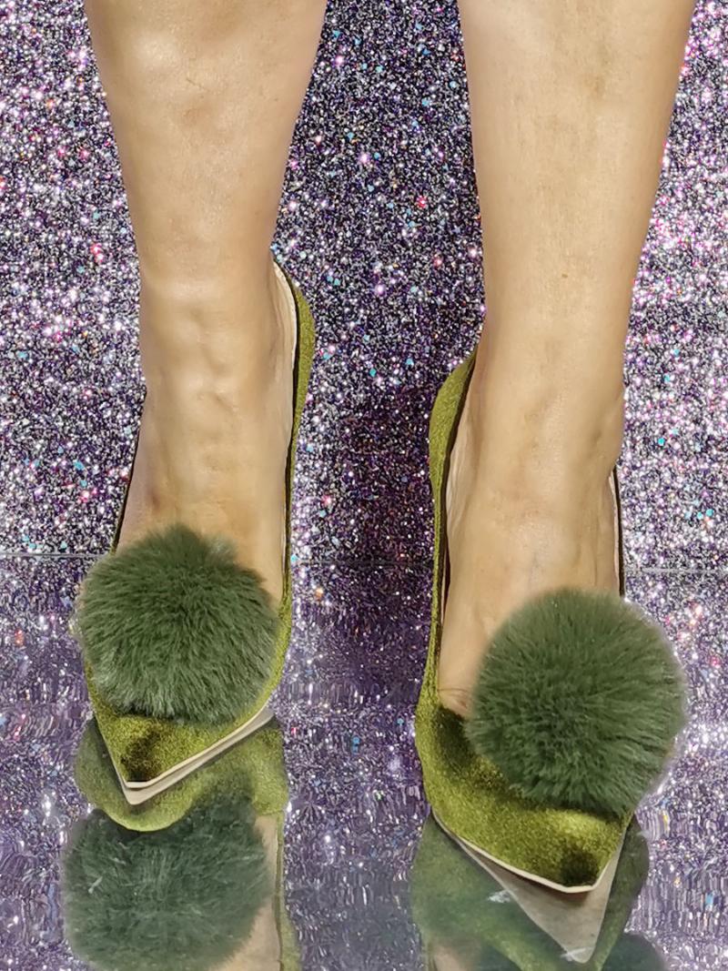 Női Sarkú Hegyes Orrú Szivattyúk Stiletto Heel Micro Suede Felsőrész - Hunter Green