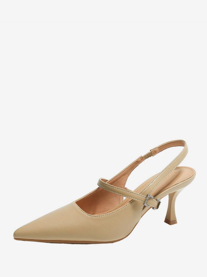 Női Sarkú Szivattyúk Fekete Hegyes Orrú Kitten Heel Slingback - Khaki