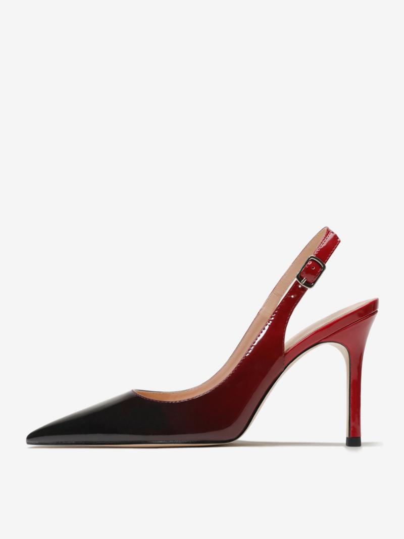 Női Slingback Heels Gombok Stiletto Heel Pumps - Piros