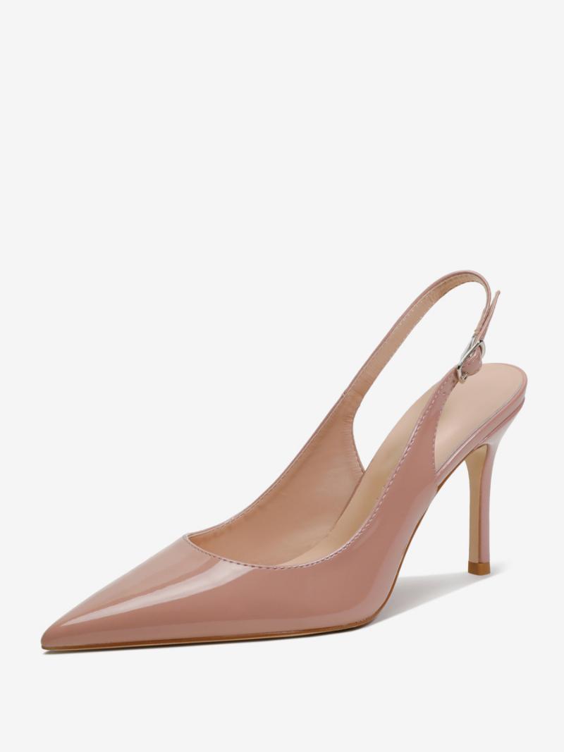 Női Slingback Heels Gombok Stiletto Heel Pumps - Hús