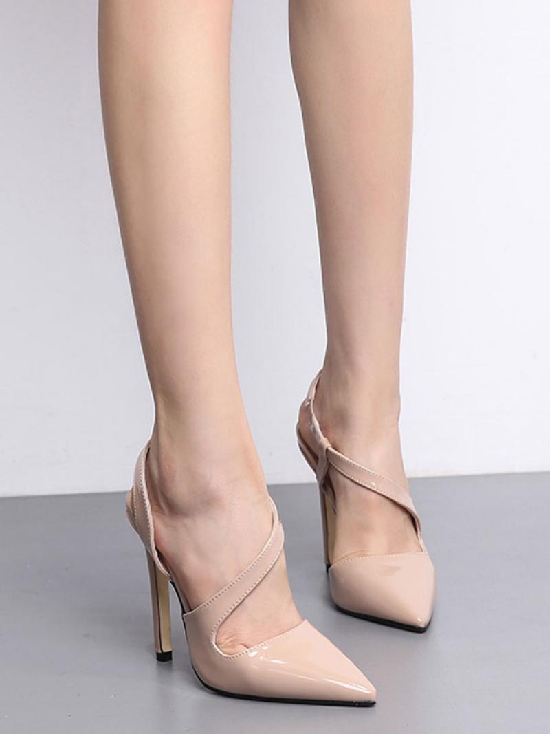 Női Slingback Heels Hegyes Orrú Stiletto High Prom Sarokpumpák Nude Színben