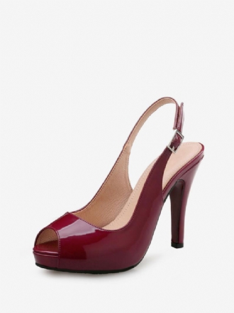 Női Slingback Pumps Peep Toe Stiletto Prom Heel Burgundia Színben