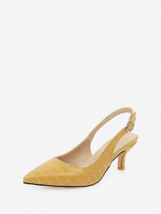 Yellow Kitten Heel Slingback Hegyes Orrú Tűsarkú Szivattyúk Nőknek