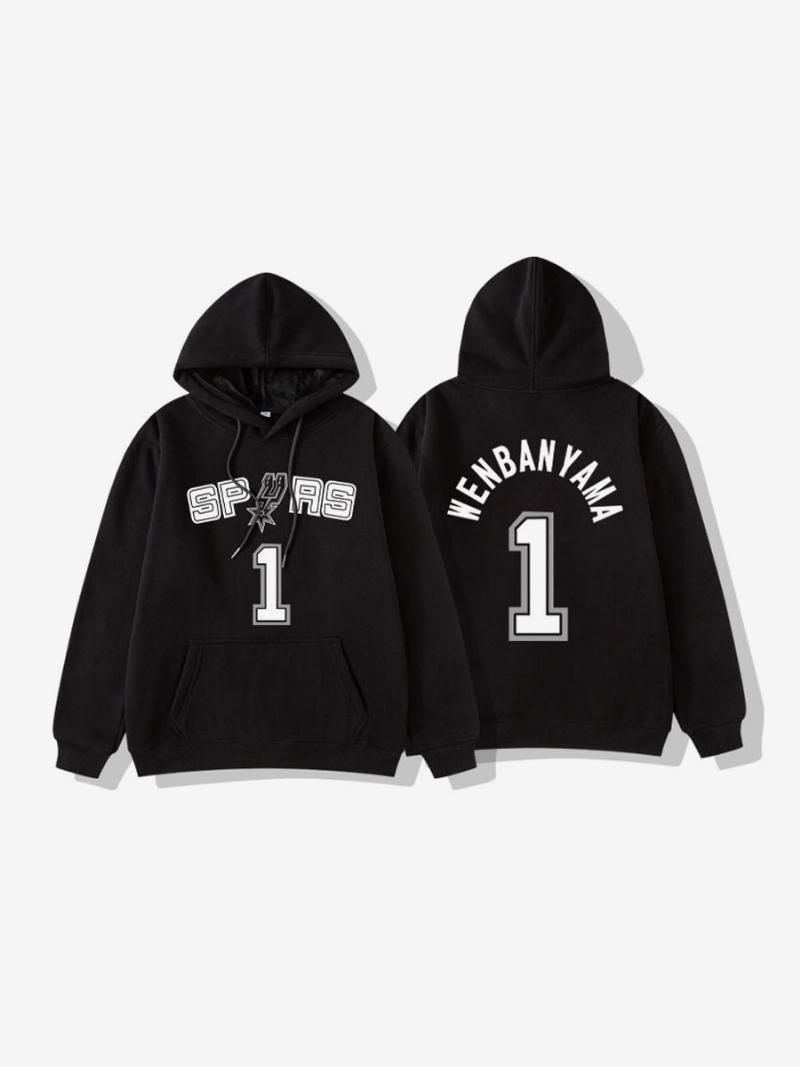 San Antonio Spurs Number 1 Wembanyama Hoodie Férfi Pulóver