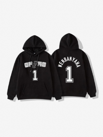 San Antonio Spurs Number 1 Wembanyama Hoodie Férfi Pulóver