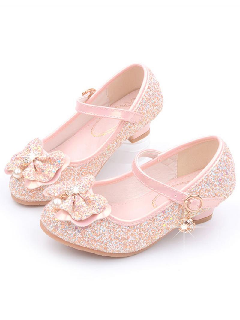 Flower Girl Cipők Glitter Virág Mary Jane Flats