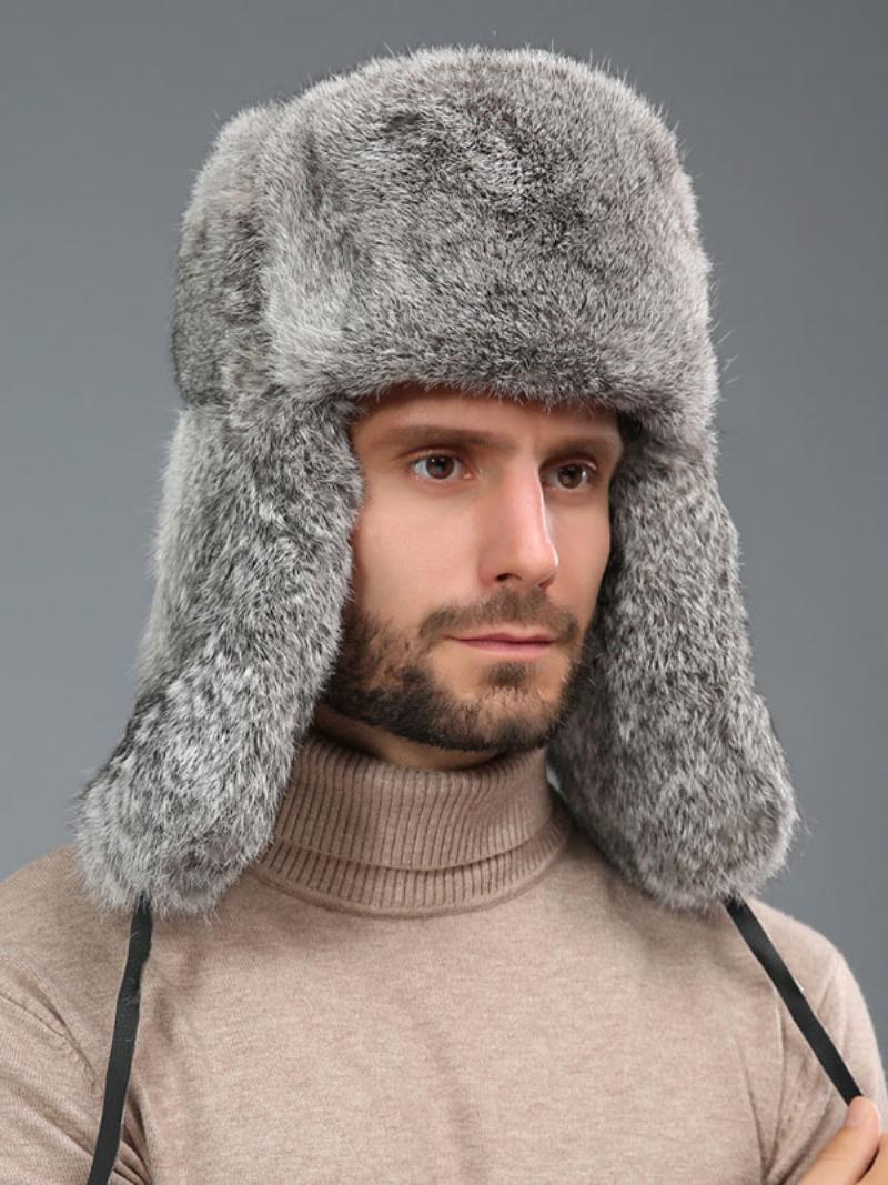 Férfi Sapkák Modern Műszőrme Téli Meleg Orosz Ushanka Hat - Szürke