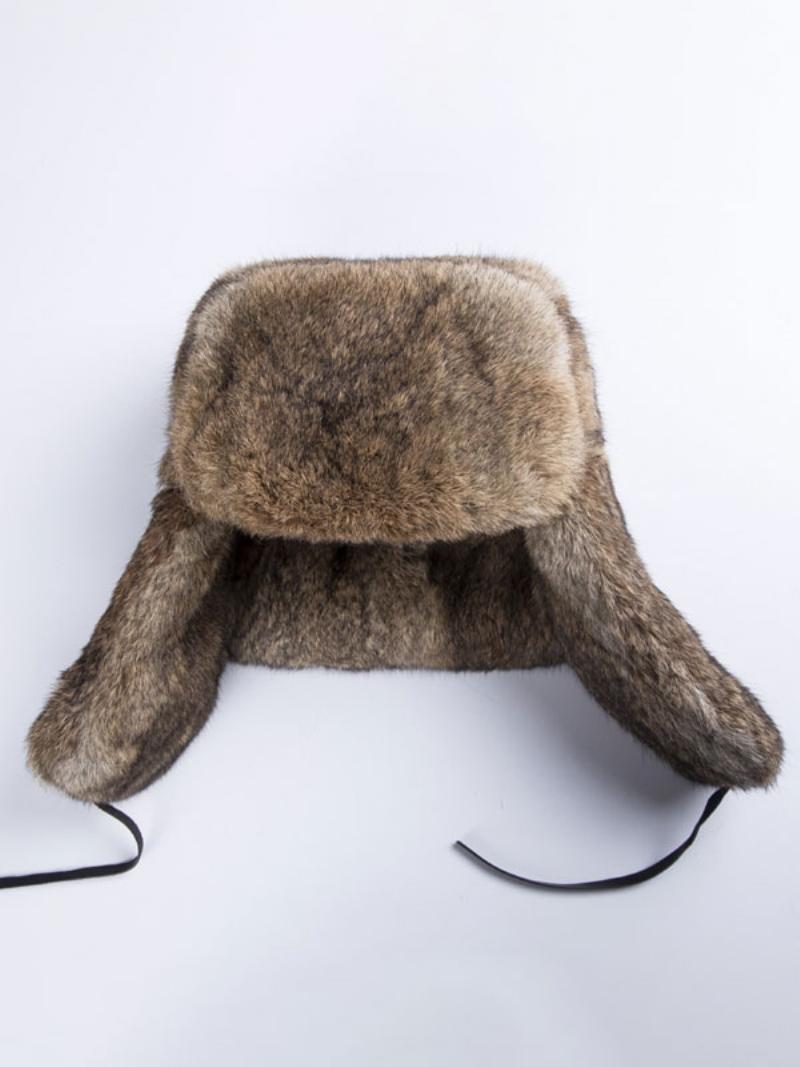 Férfi Sapkák Modern Műszőrme Téli Meleg Orosz Ushanka Hat - Khaki