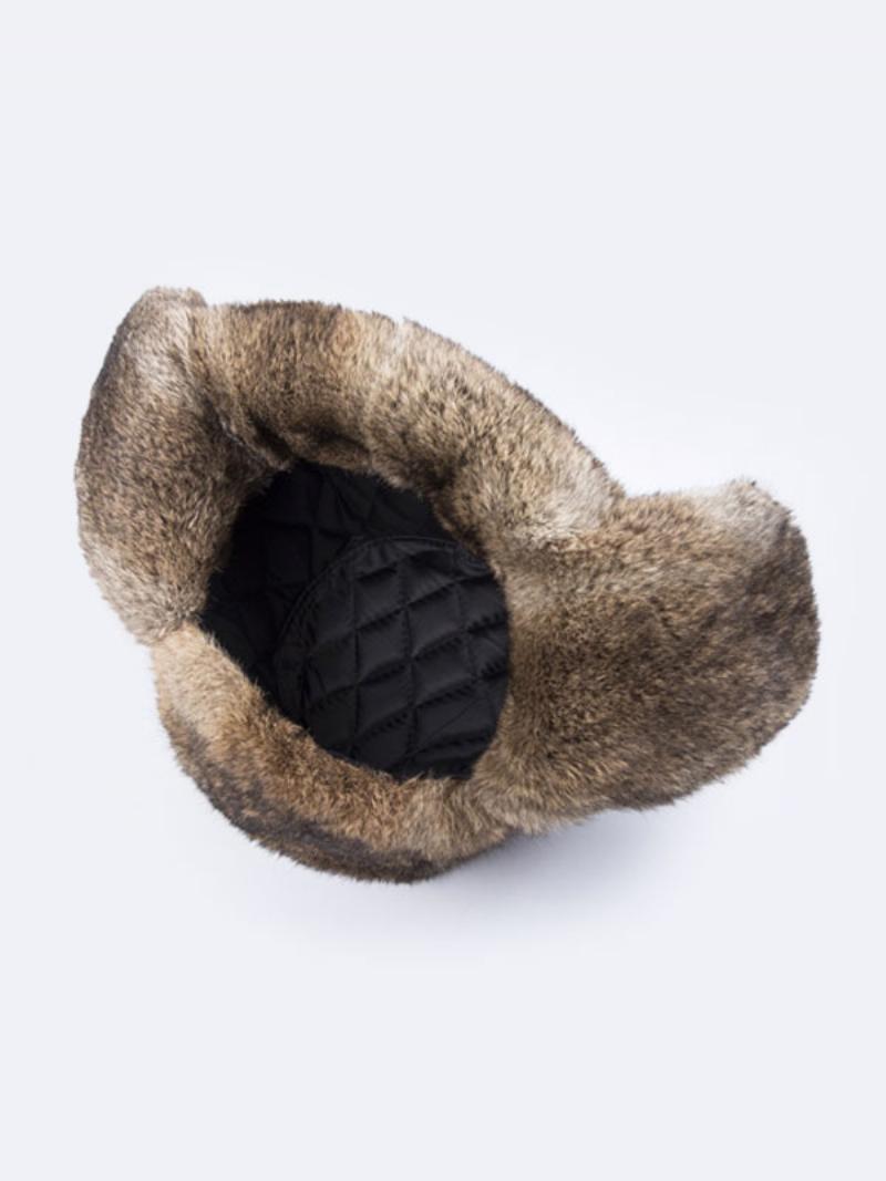 Férfi Sapkák Modern Műszőrme Téli Meleg Orosz Ushanka Hat - Khaki