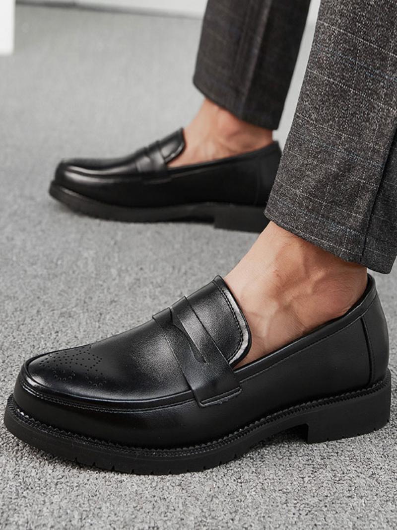 Férfi Brogues Penny Slip On Loafers Cipő - Fekete