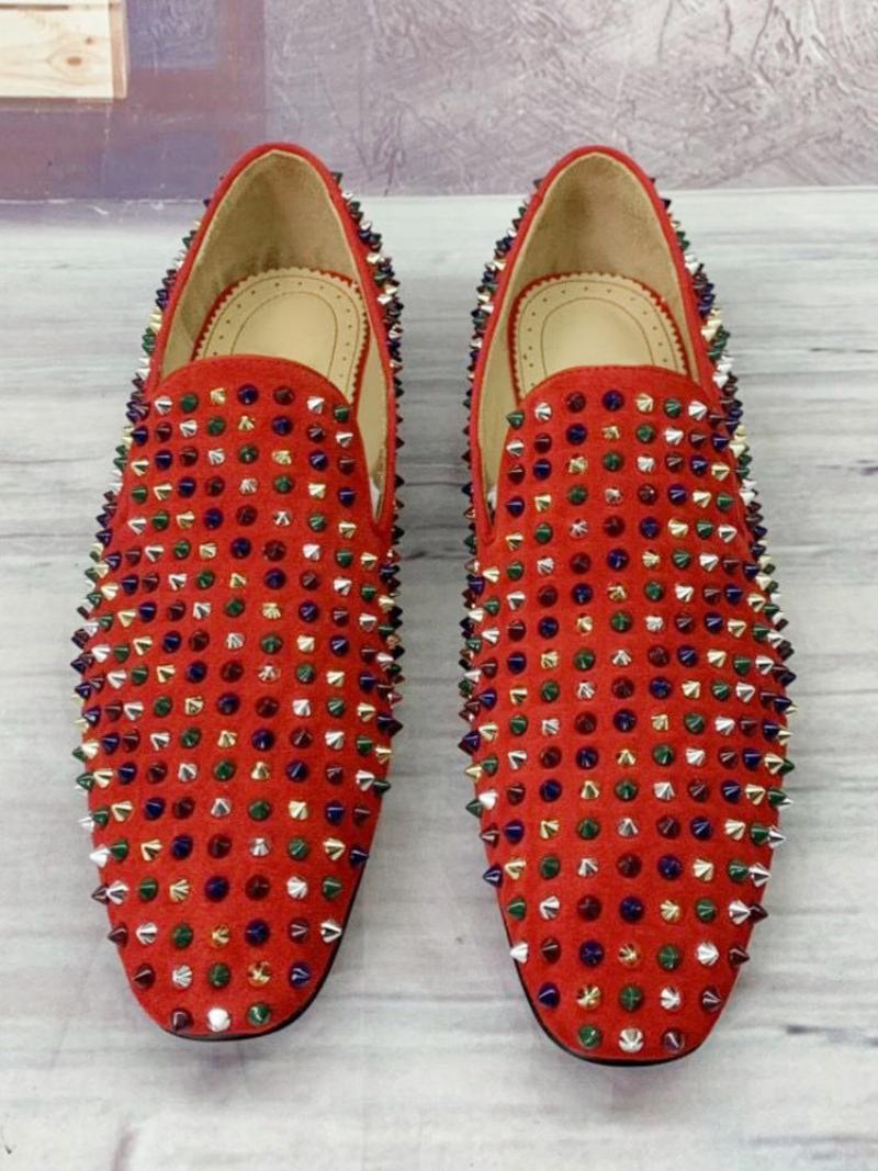 Férfi Bule Spike Loafers Bálparti Esküvői Cipő - Piros