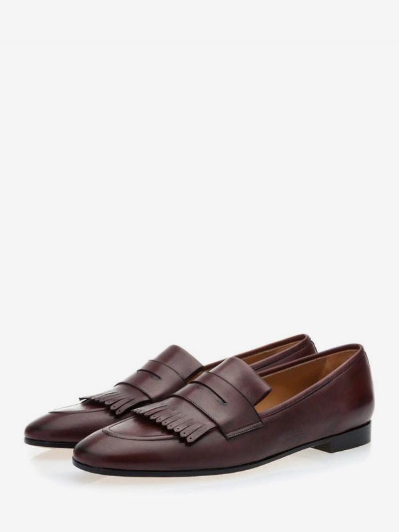 Férfi Fringe Penny Loafers Bálparti Esküvői Cipő - Csokoládé