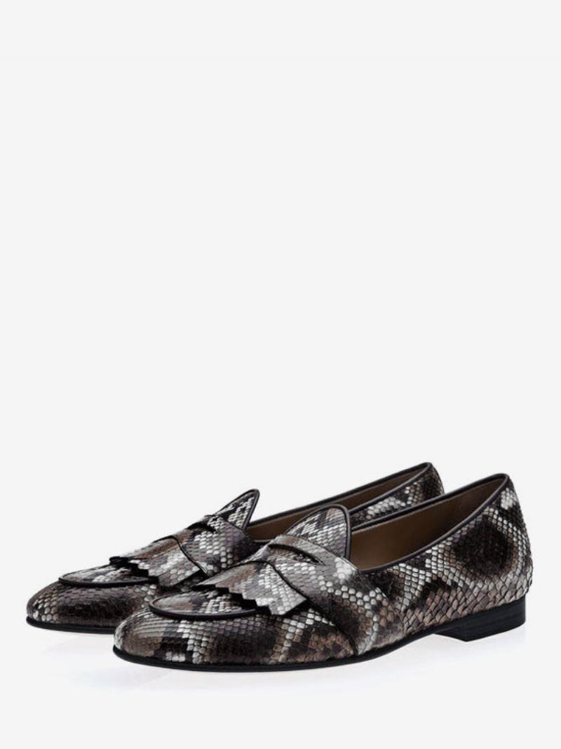 Férfi Fringe Penny Loafers Bálparti Esküvői Cipő - Python