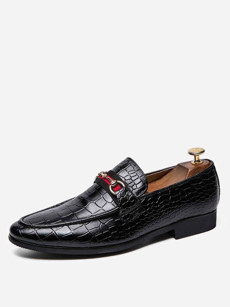 Férfi Loafer Báli Esküvői Cipők Black Lizard Print Slip-on