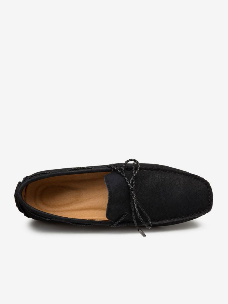 Férfi Loafer Cipők Slip-on Kerek Orrú Pu Bőr - Fekete