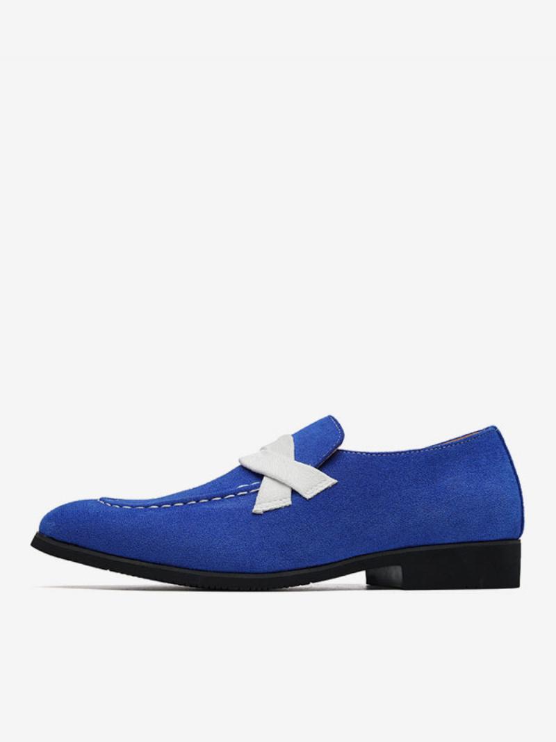 Férfi Loafer Cipők Slip-on Monk Pántos Színes Blokk Kerek Orrú Pu Bőr Báli Bulicipők - Kék