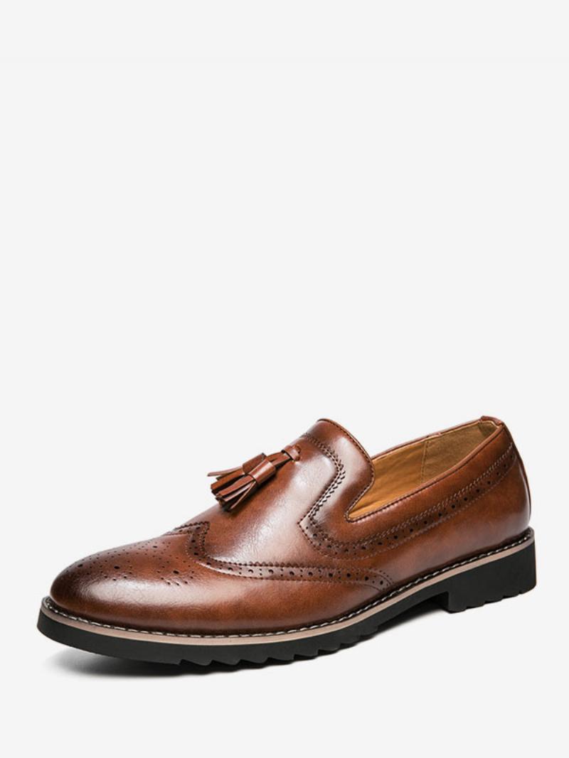 Férfi Loafer Cipők Slip-on Pom Poms Kerek Orrú Pu Bőr