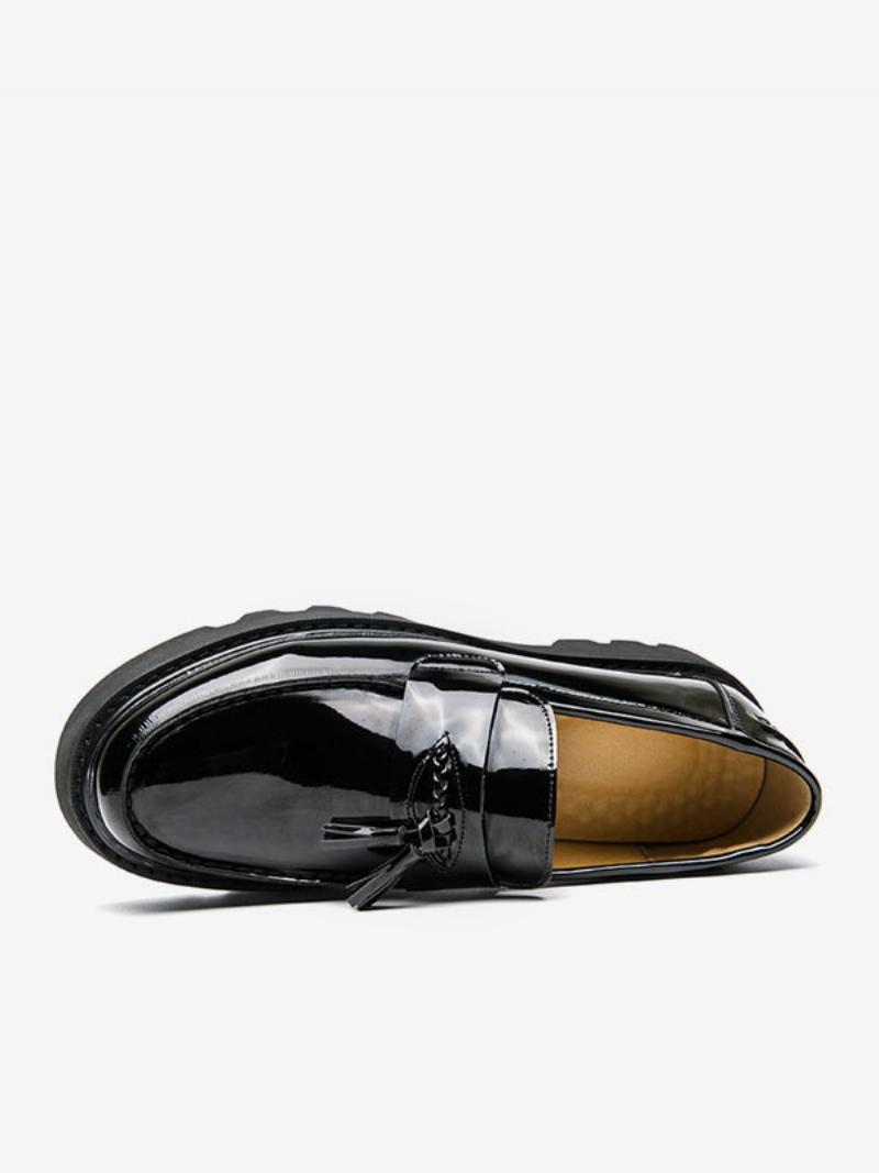 Férfi Loafer Cipők Slip-on Pom Poms Kerek Orrú Pu Bőr - Fekete