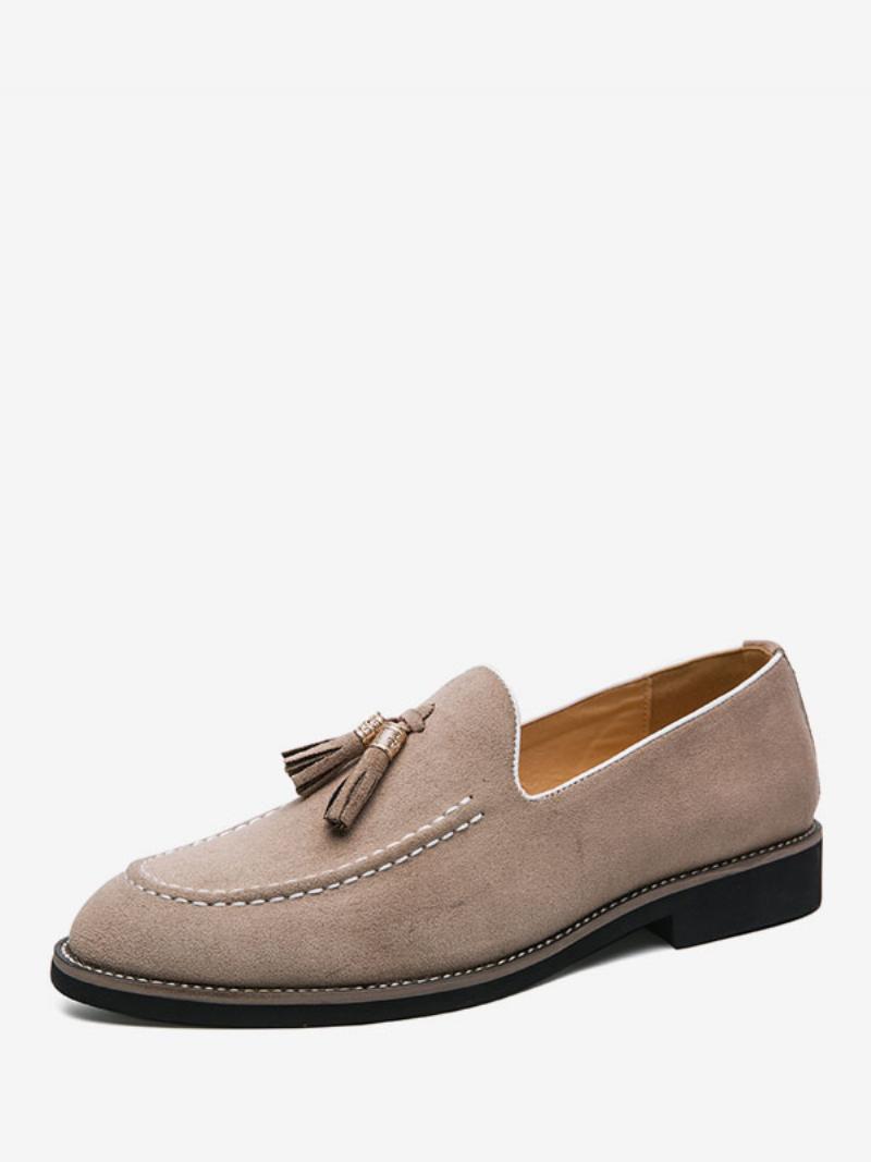 Férfi Loafer Cipők Slip-on Pom Poms Kerek Orrú Pu Bőr - Bézs