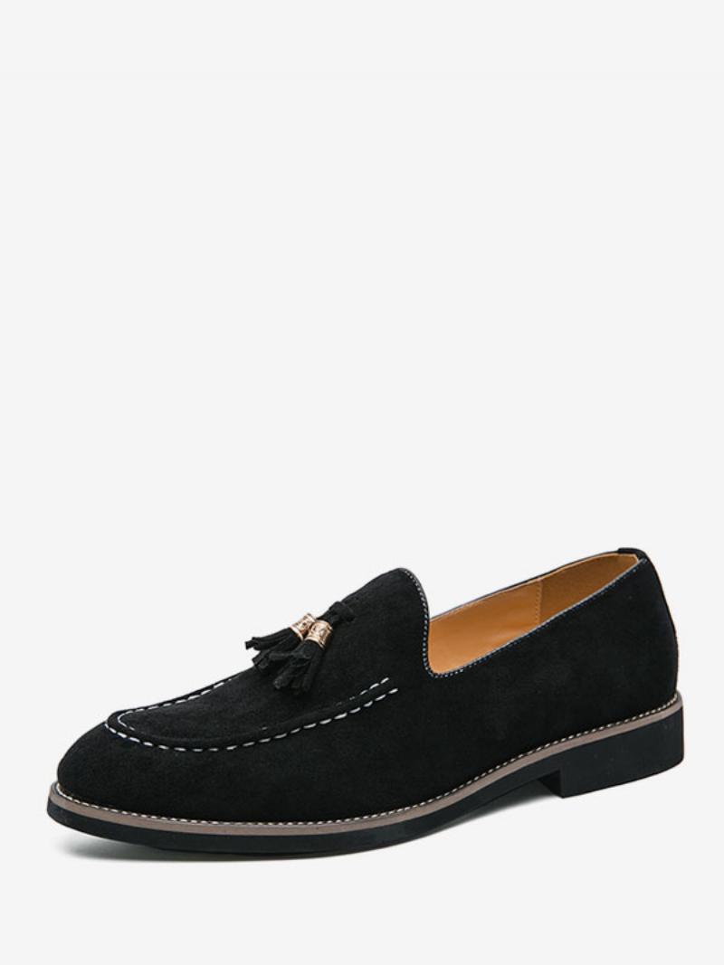 Férfi Loafer Cipők Slip-on Pom Poms Kerek Orrú Pu Bőr - Fekete