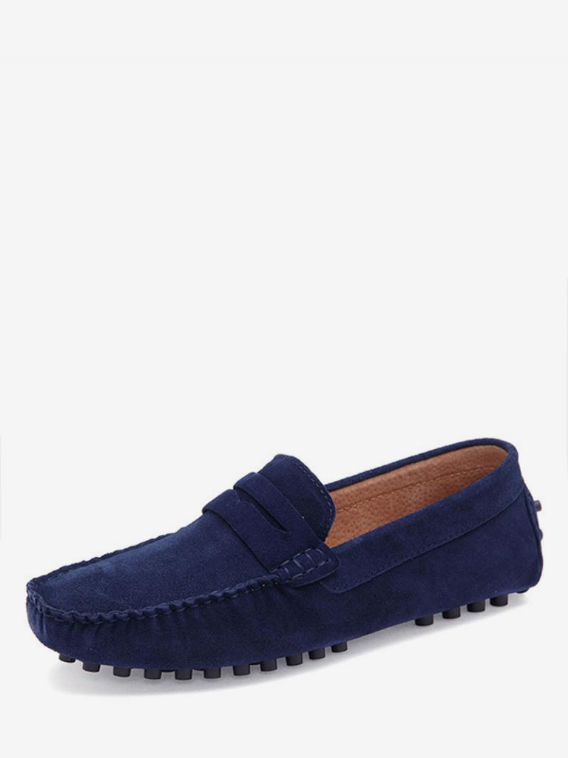 Férfi Loafer Cipők Slip-on Szerzetes Szíj Kerek Orrú Velúrbőr - Kék