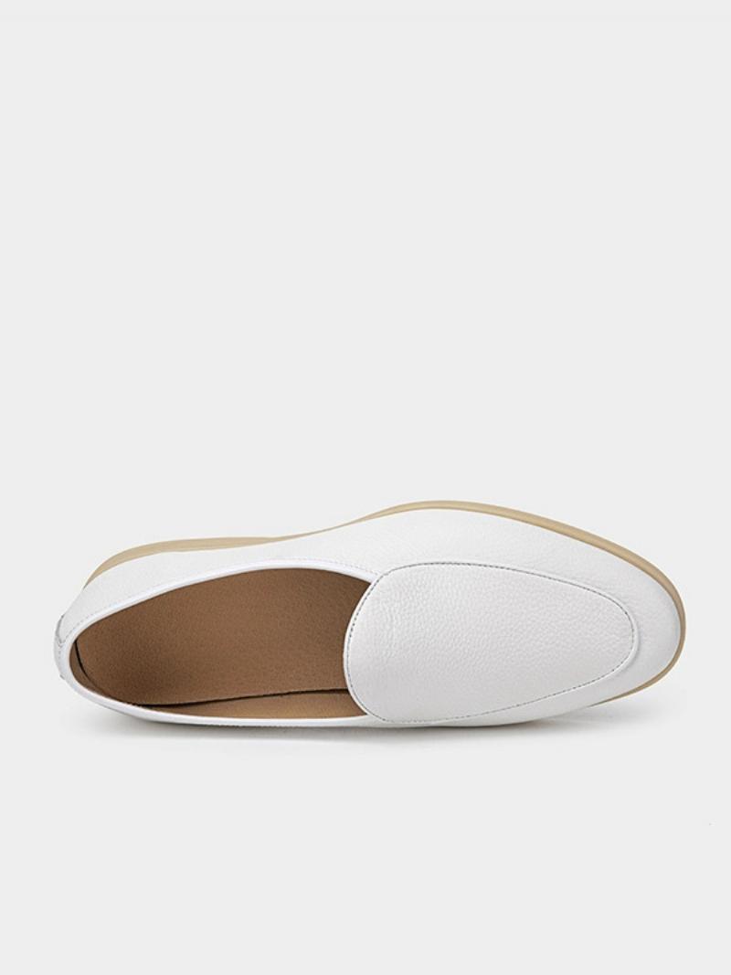 Férfi Loafer Slip-on Kerek Orrú Marhabőr Cipő - Fehér