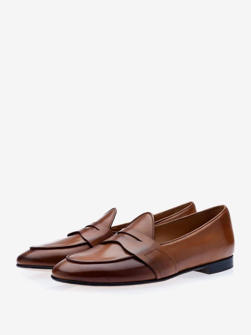 Férfi Penny Loafers Slip-on Kerek Orrú Ruha Vőlegénycipő