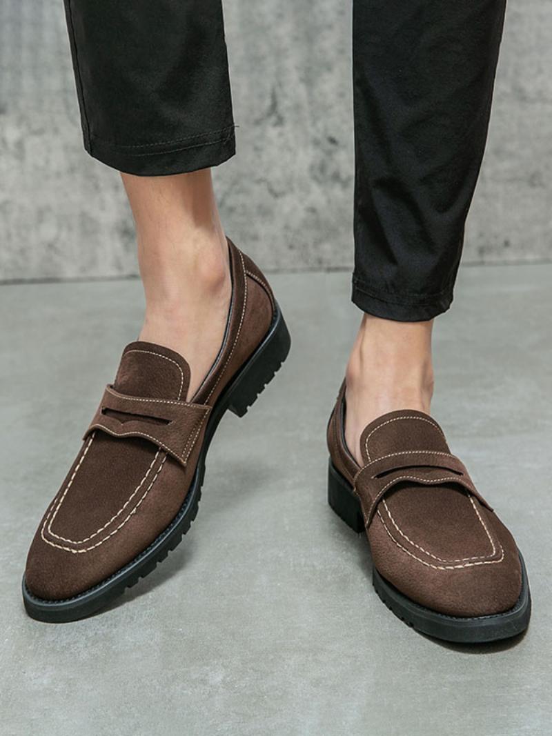 Loafer Férfi Cipők Pu Bőr Szerzetesi Pántos Slip-on Báli Bulicipők - Kávé Barna