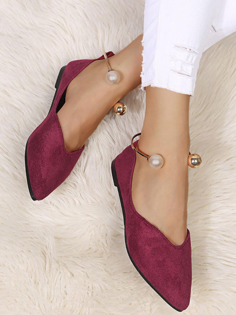 Női Pearls Terry Ballet Flats - Burgundi