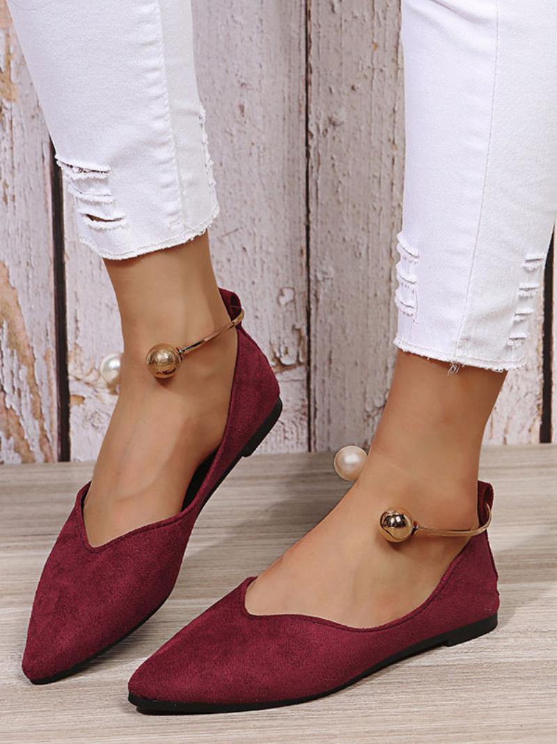 Női Pearls Terry Ballet Flats - Burgundi