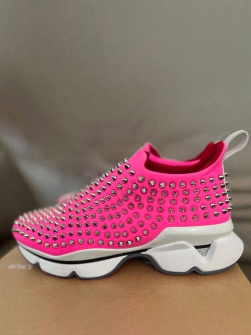 Férfi Fekete Slip On Prom Party Sneakers Cipők Sportcipők Szegecsekkel - Rózsa