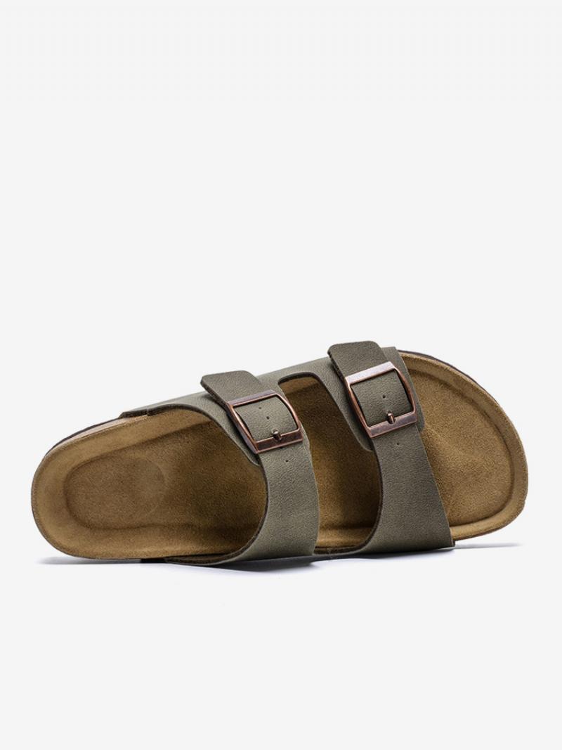 Férfi Szandál Slip-on Color Block Pu Bőr Osztott Talp - Kávébarna