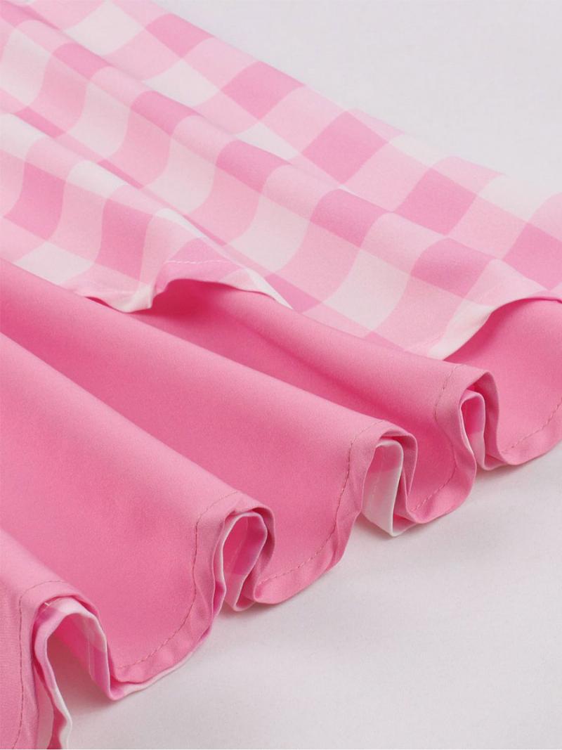 Női Barbie Pink Gingham Szüreti Ruha 1950-es Évekből Készült Midi Kötőfék - Rózsaszín