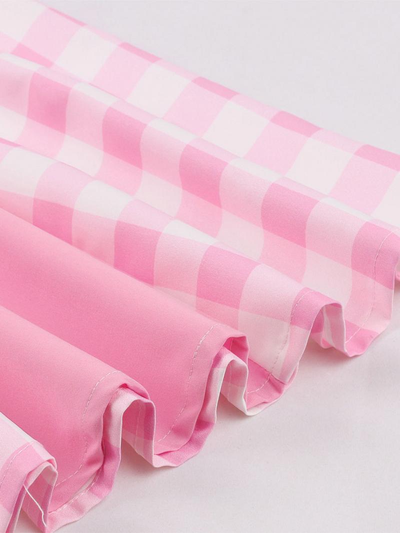 Női Barbie Pink Gingham Szüreti Ruha 1950-es Évekből Készült Midi Kötőfék - Rózsaszín