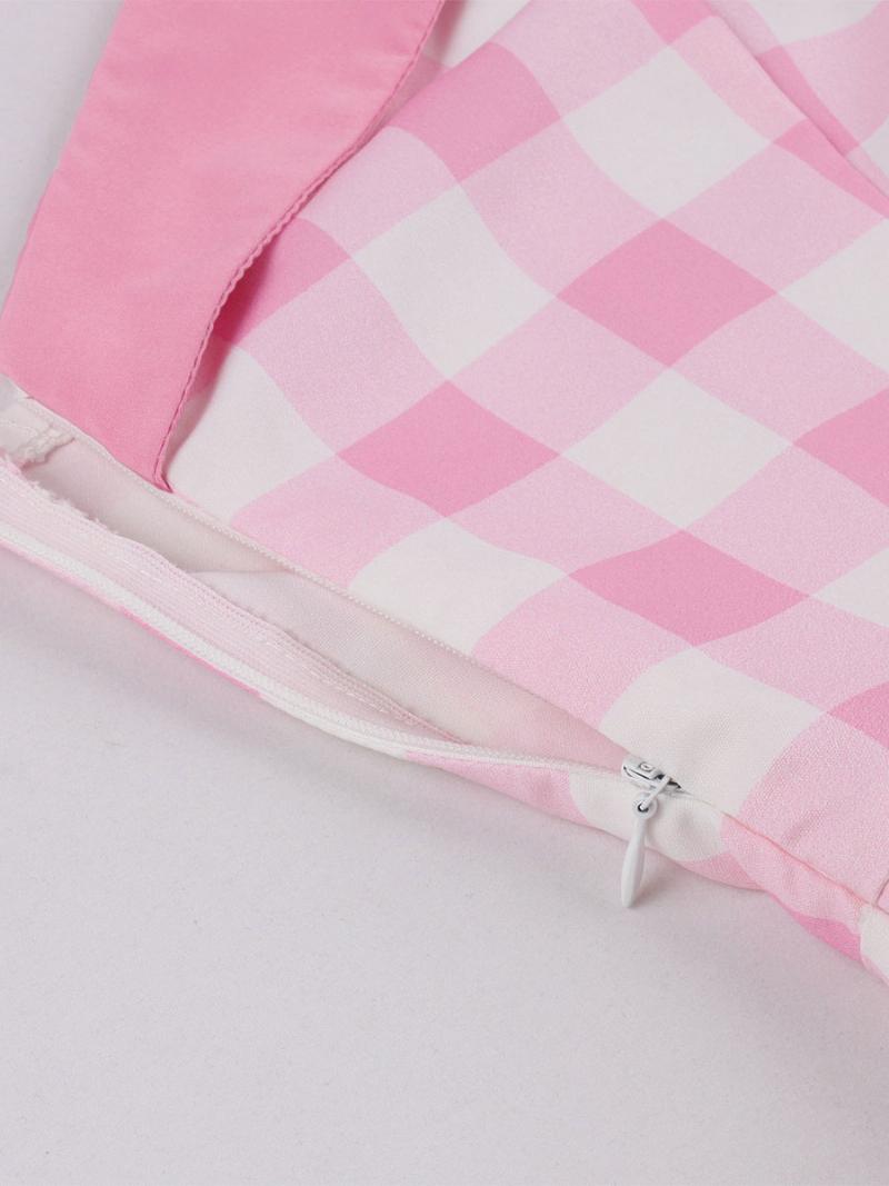 Női Barbie Pink Gingham Szüreti Ruha 1950-es Évekből Készült Midi Kötőfék - Rózsaszín