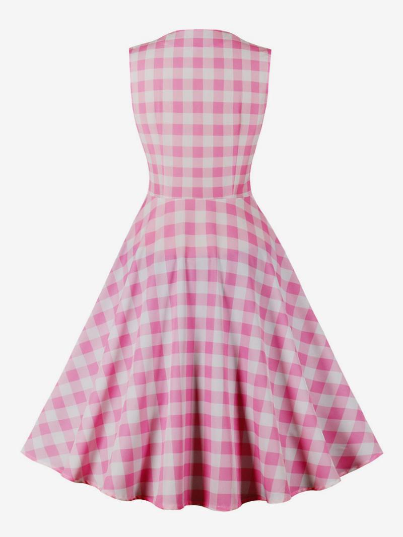 Női Barbie Rózsaszín Gingham Ruha Az 1950-es Évekből Audrey Hepburn Swing - Rózsaszín