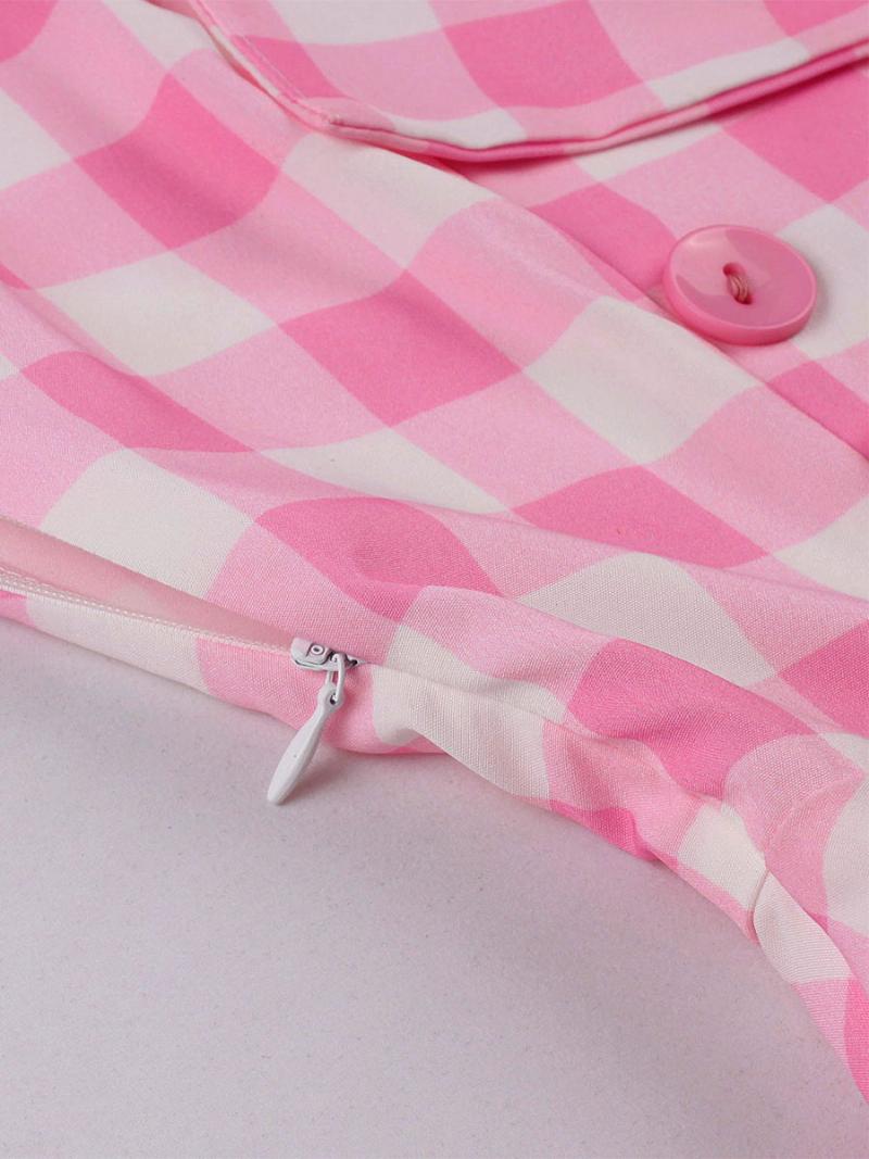 Női Barbie Rózsaszín Gingham Ruha Az 1950-es Évekből Audrey Hepburn Swing - Rózsaszín