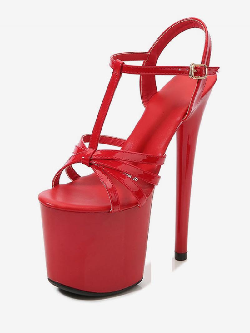 Magas Sarkú Sztriptízcipő Női Platform Stiletto Heel Pole Tánccipő - Ture Red