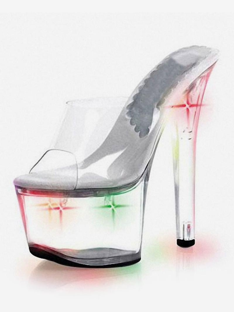 Pole Tánccipők Női Led Clear Exotic Mule Heels Sztriptízcipő - Ombre