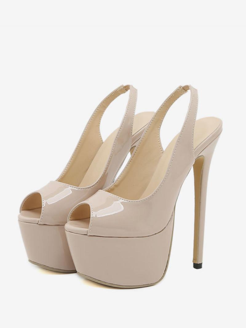 Szexi Magassarkú Meztelen Peep Toe Platform Sky High Pumpák Nőknek - Sárga / Piros