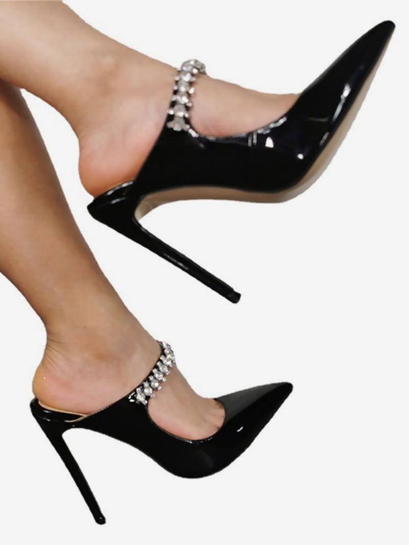 Női Magassarkú Nagy Méretű Pumpák Stiletto Heel Patent Pu Felsőrész - Fekete